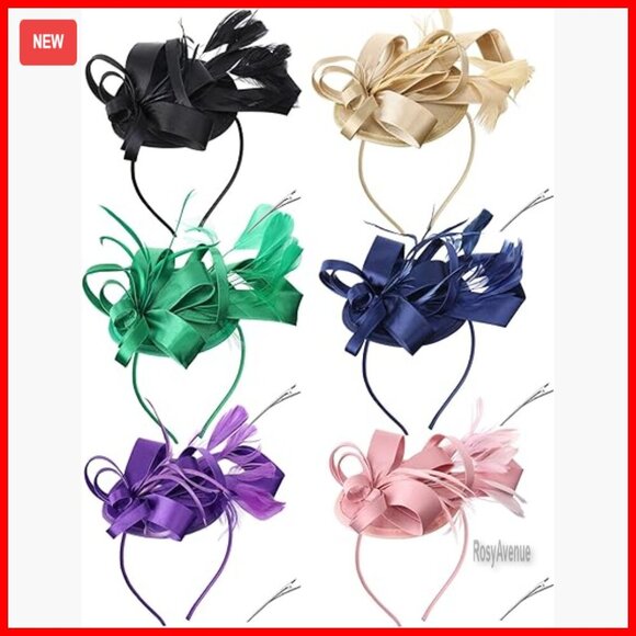 6 Pack Vintage Derby Fascinator Hats Mesh Feather Hair Clip Tea Party main image 6